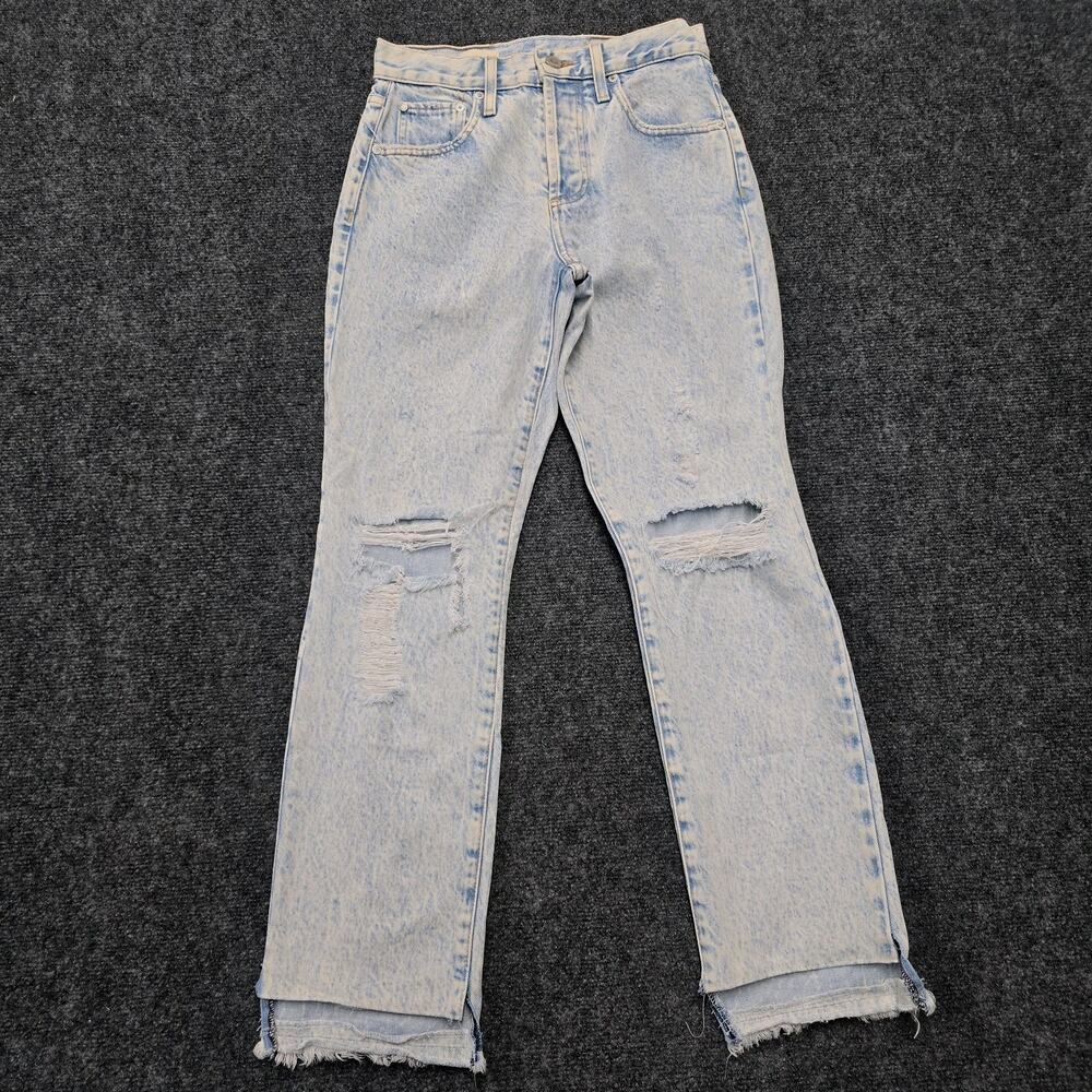 Alice + Olivia Jeans Amazing High Rise Boyfriend Distressed Split Hem Size 24